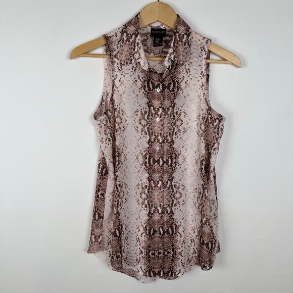 Rachel Zoe Sleeveless‎ Button Down Snakeskin Print Blouse Size XS - Picture 2 of 6